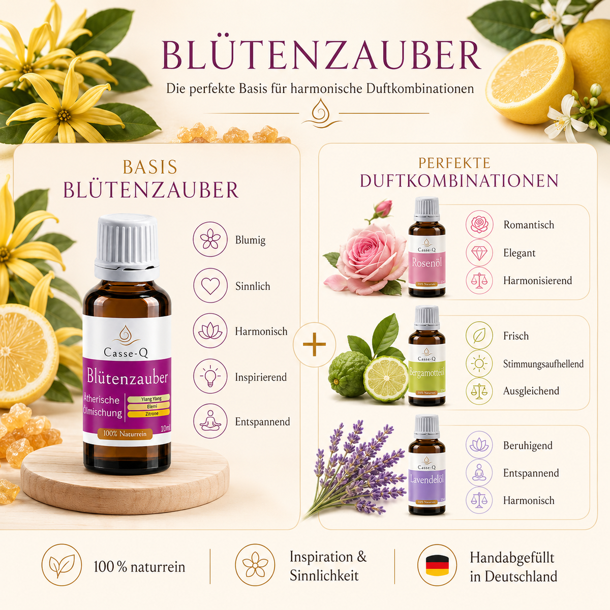 Blütenzauber Ölmischung von Casse-Q – passende Duftkombinationen