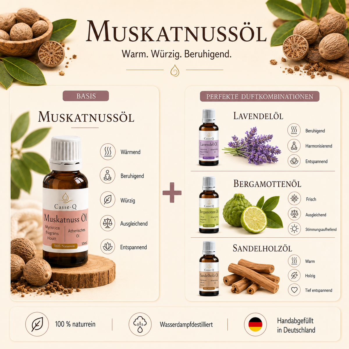 Muskatnussöl von Casse-Q – passende Duftkombinationen