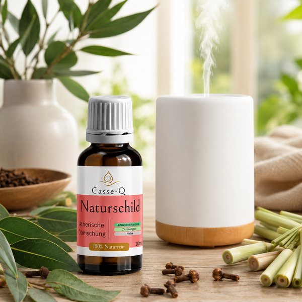 Naturschild Ölmischung von Casse-Q – Anwendung im Aroma-Diffuser