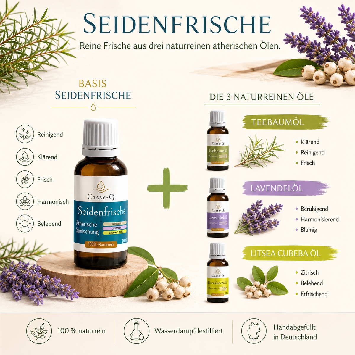 Seidenfrische Ölmischung von Casse-Q – passende Duftkombinationen
