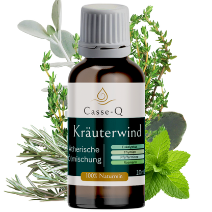 Ätherische Ölmischung Kräuterwind Eukalyptus Thymian Pfefferminze Rosmarin, 100 Prozent Naturrein