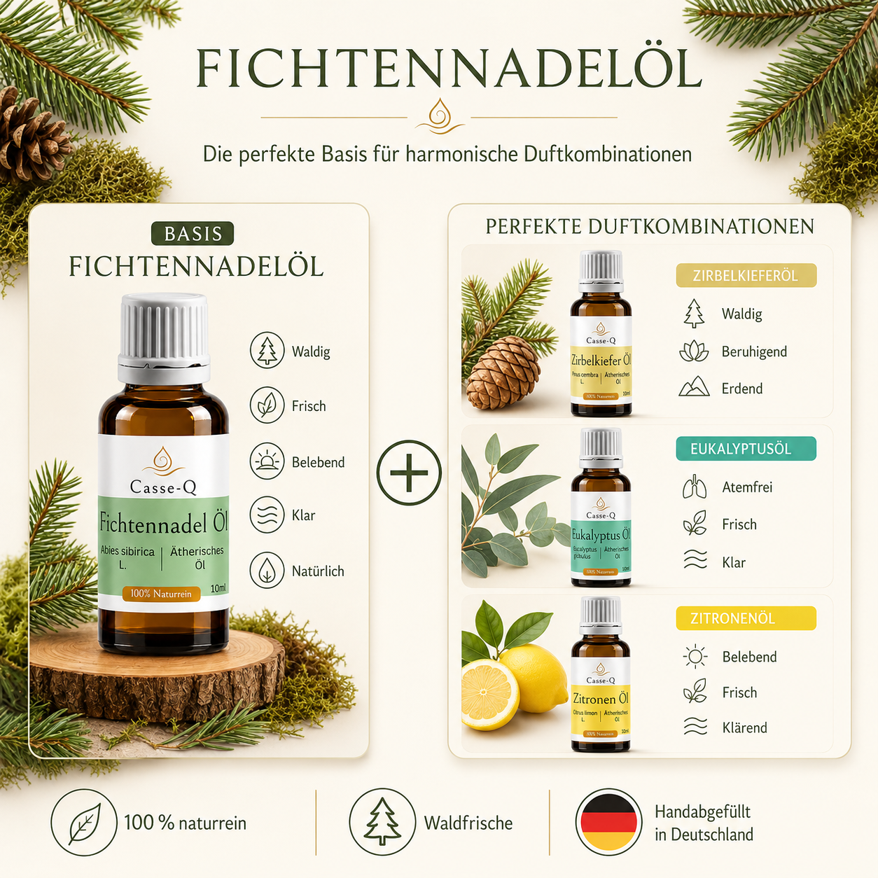 Duftkombination mit Fichtennadelöl – passende Öle von Casse-Q