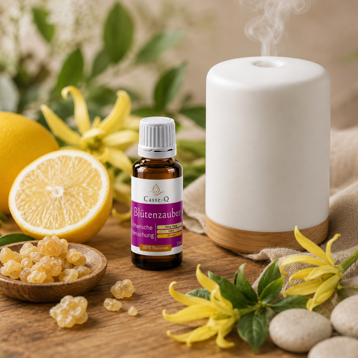 Blütenzauber Ölmischung von Casse-Q – Anwendung im Aroma-Diffuser