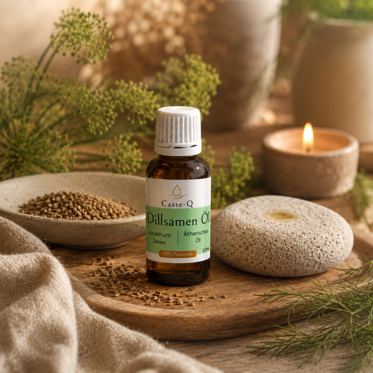 Dillsamenöl von Casse-Q – stimmungsvolle Wellness-Anwendung