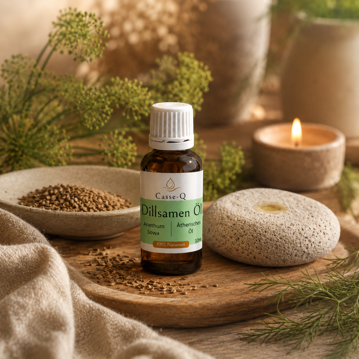 Dillsamenöl von Casse-Q – stimmungsvolle Wellness-Anwendung