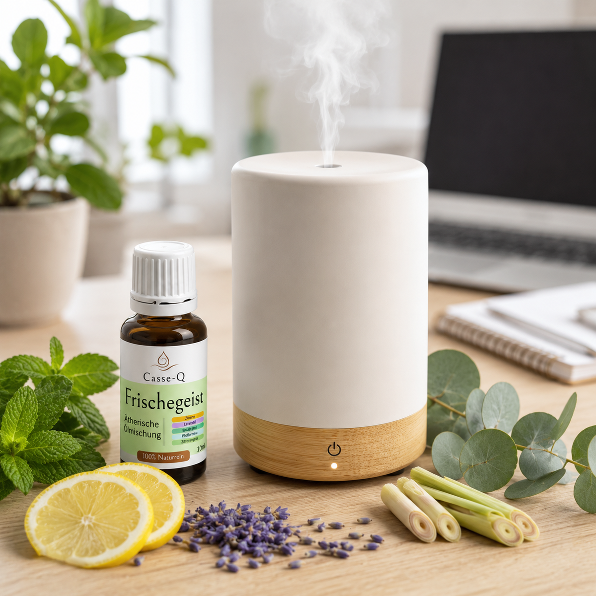 Frischegeist Ölmischung von Casse-Q – stimmungsvolle Wellness-Anwendung