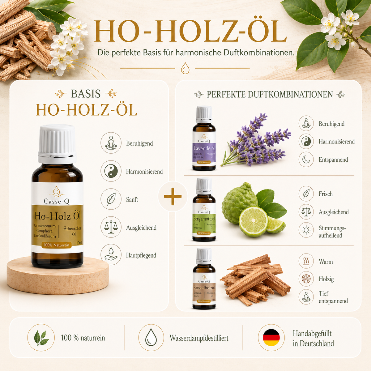 Ho-Holzöl von Casse-Q – passende Duftkombinationen
