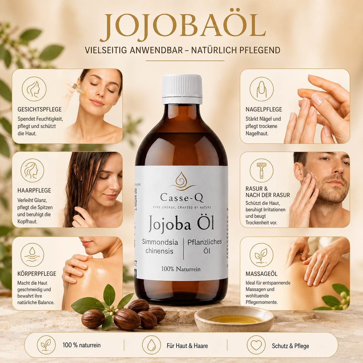 Jojobaöl von Casse-Q – Anwendungsmöglichkeiten