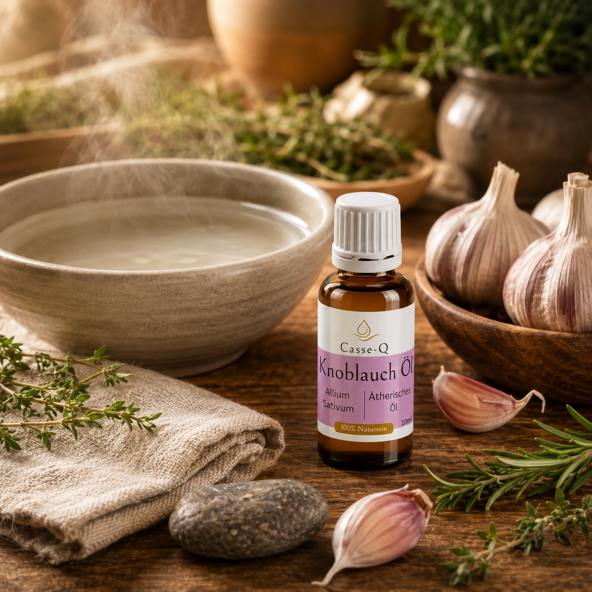 Knoblauchöl von Casse-Q – stimmungsvolle Wellness-Anwendung
