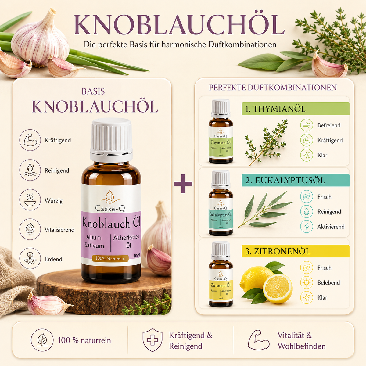 Knoblauchöl von Casse-Q – passende Duftkombinationen