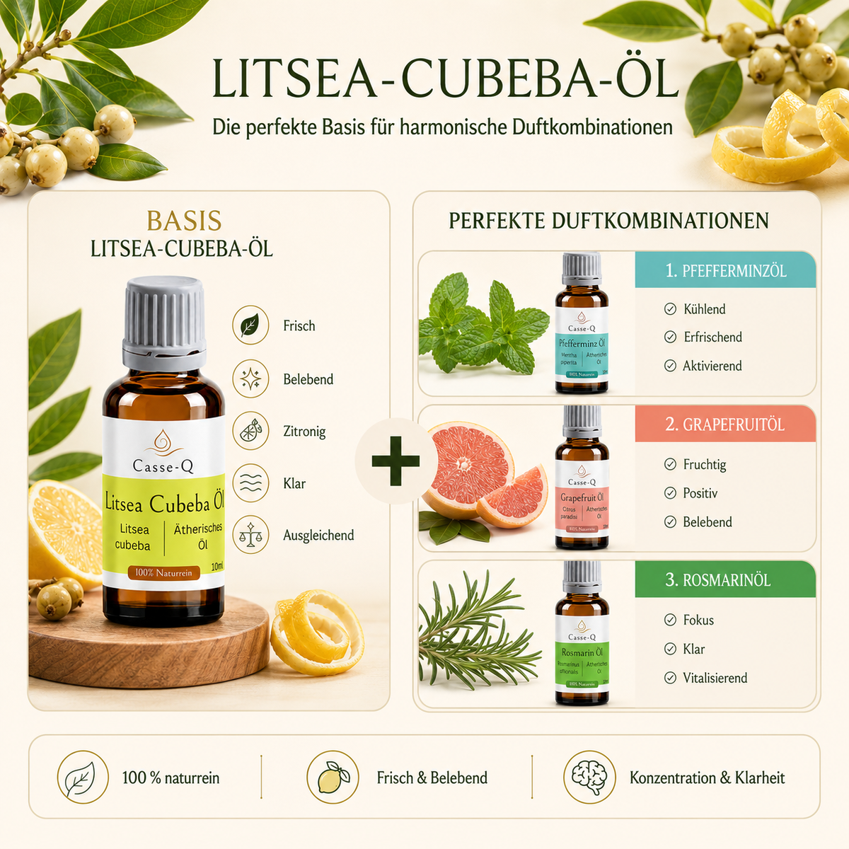 Litsea Cubeba Öl von Casse-Q – passende Duftkombinationen