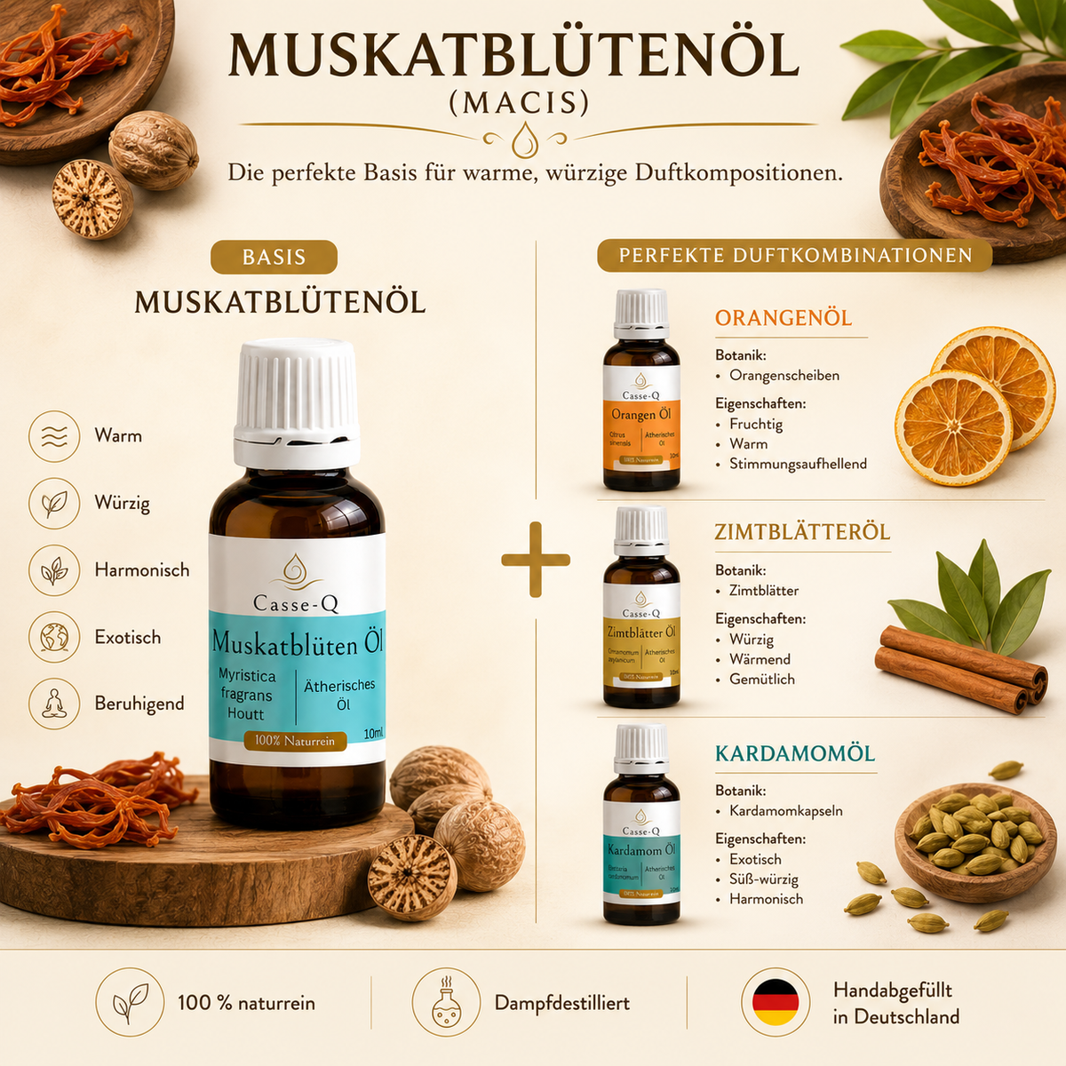 Muskatblütenöl von Casse-Q – passende Duftkombinationen