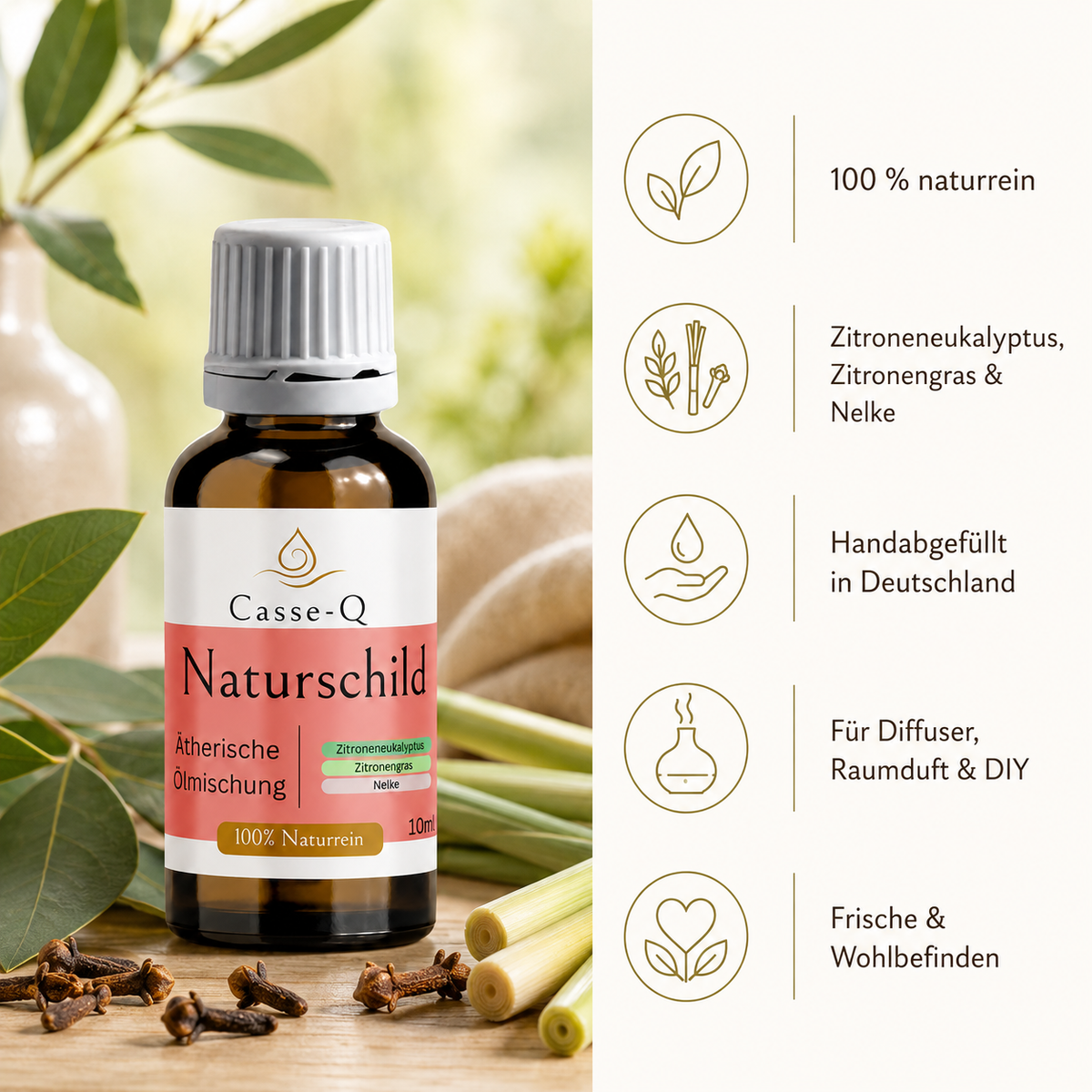 Naturschild Ölmischung von Casse-Q – Eigenschaften und Herstellung