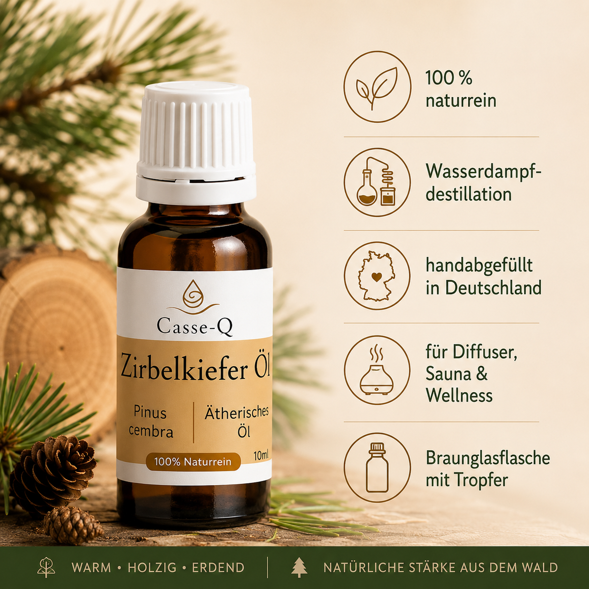 Zirbelkieferöl von Casse-Q – Eigenschaften und Herstellung