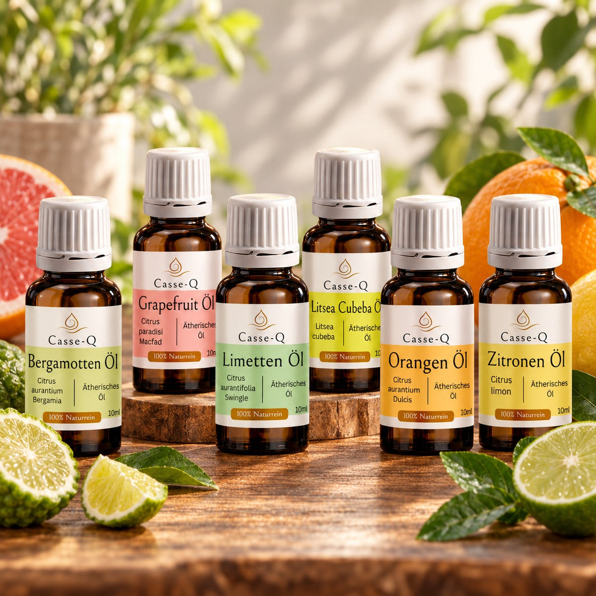 Casse-Q Citrus Set: 6 essential oils, 10 ml each – bergamot, grapefruit, lime, litsea cubeba, orange and lemon